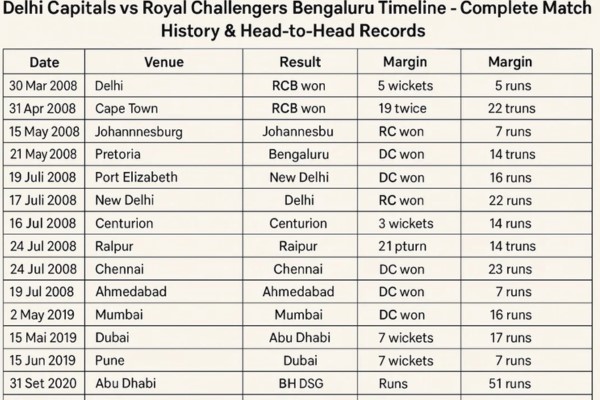 royal challengers bengaluru vs delhi capitals timeline